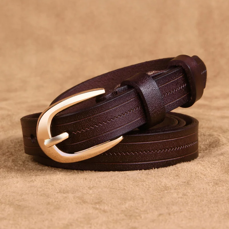 Ремень из натуральной кожи Женский Повседневный универсальный тонкий с пряжкой |