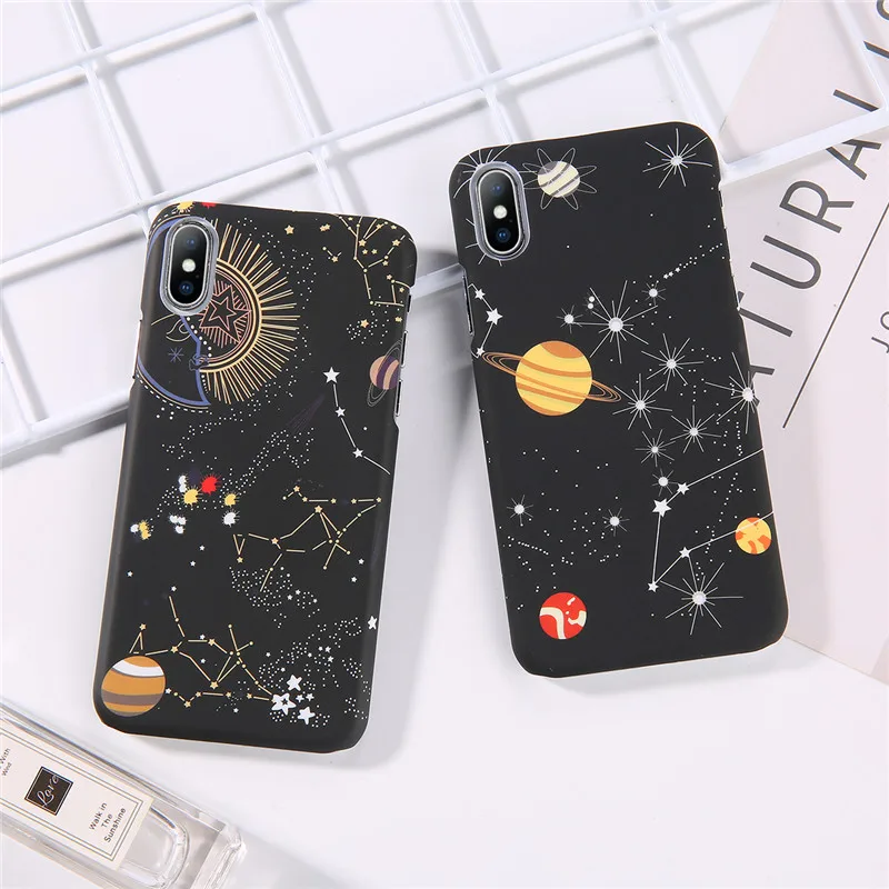 IPWSOO чехол для телефона со звездами для iPhone 6 6s 7 8 Plus X XS MAX XR космическая планета Созвездие узор Жесткий ПК для iPhone 7 чехол для телефона