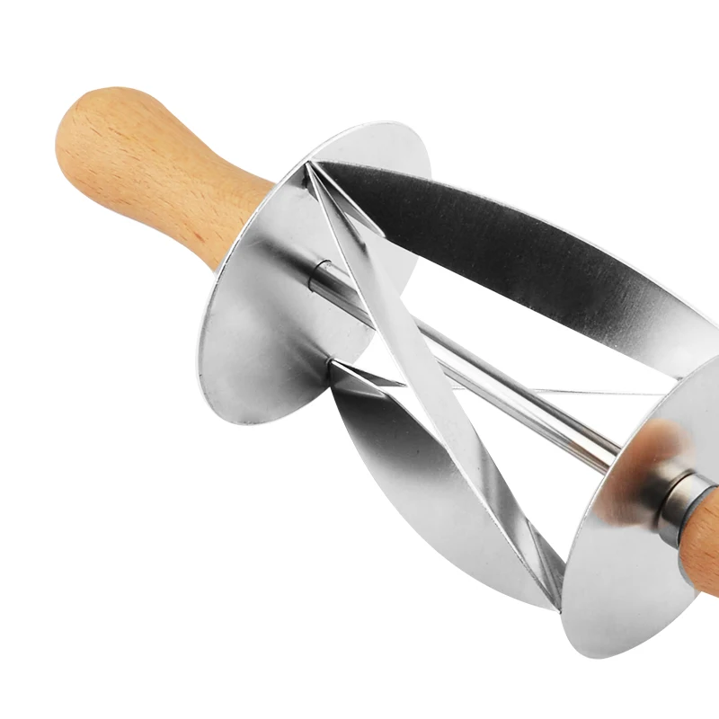 KMYC Нержавеющая сталь прокатки нож для Круассанов с деревянной ручкой