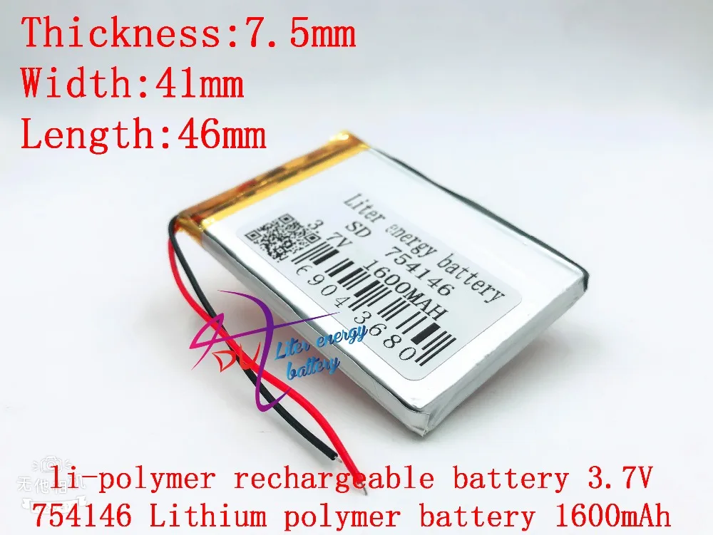 

3.7V,1600mAH,754146 polymer lithium ion / Li-ion battery for dvr,GPS,mp3,mp4,cell phone,speaker