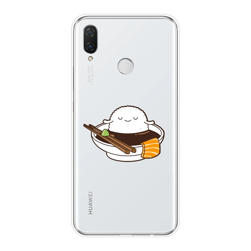 Милая мягкая задняя крышка Sushi Food Japan для Huawei Nova 2i 3 3I 3E 2 Lite Plus силиконовый чехол