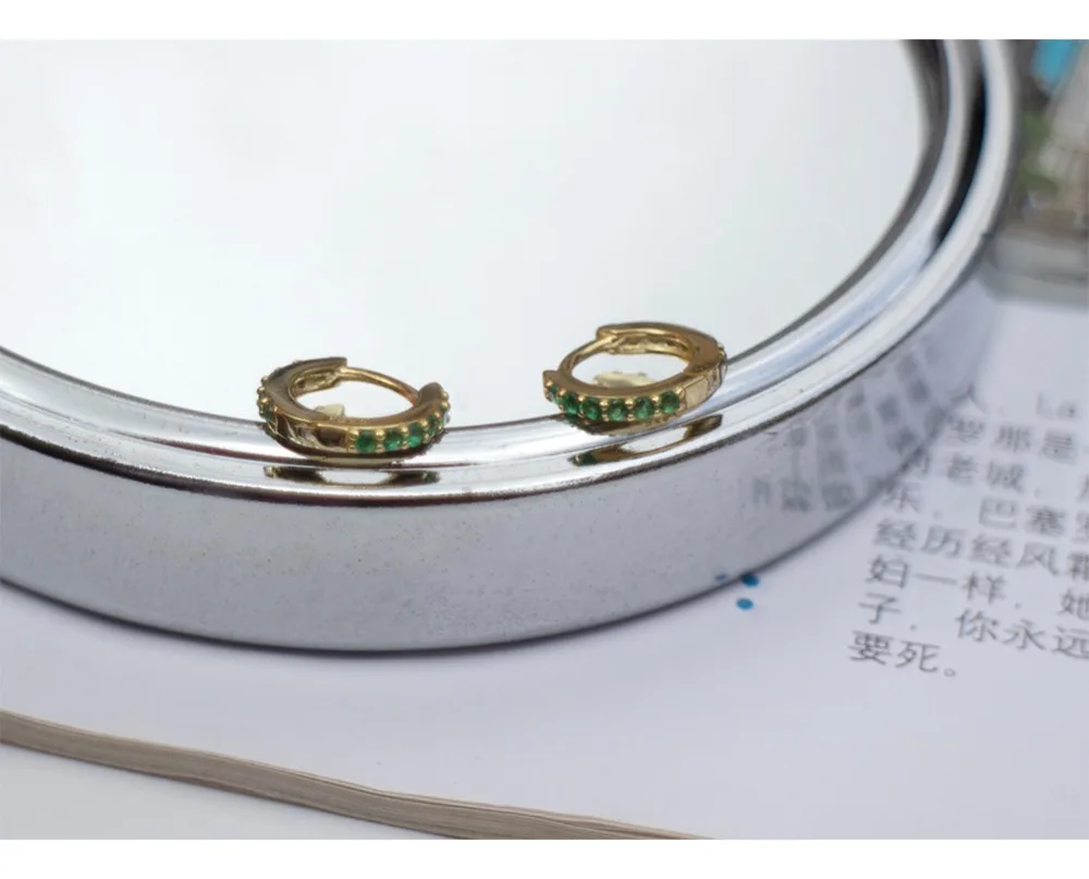925 sterling silver earring fashion personality zircon black green ear ring ear bone buckle wild simple trend female ear jewelry