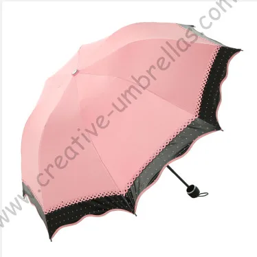 6pcs/lot colour option super light folding mini umbrella 5 times black coating Anti-UV two layers meat pink lace parasol | Дом и сад