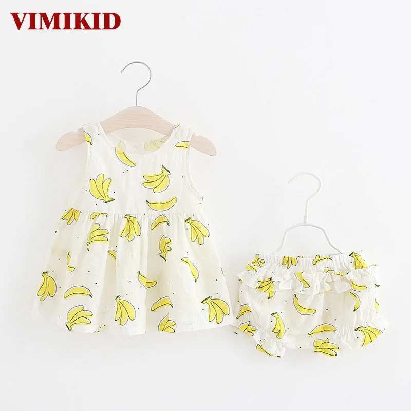 VIMIKID/2017 г. Новые летние детские комплекты одежда для детей костюм с принтом банана