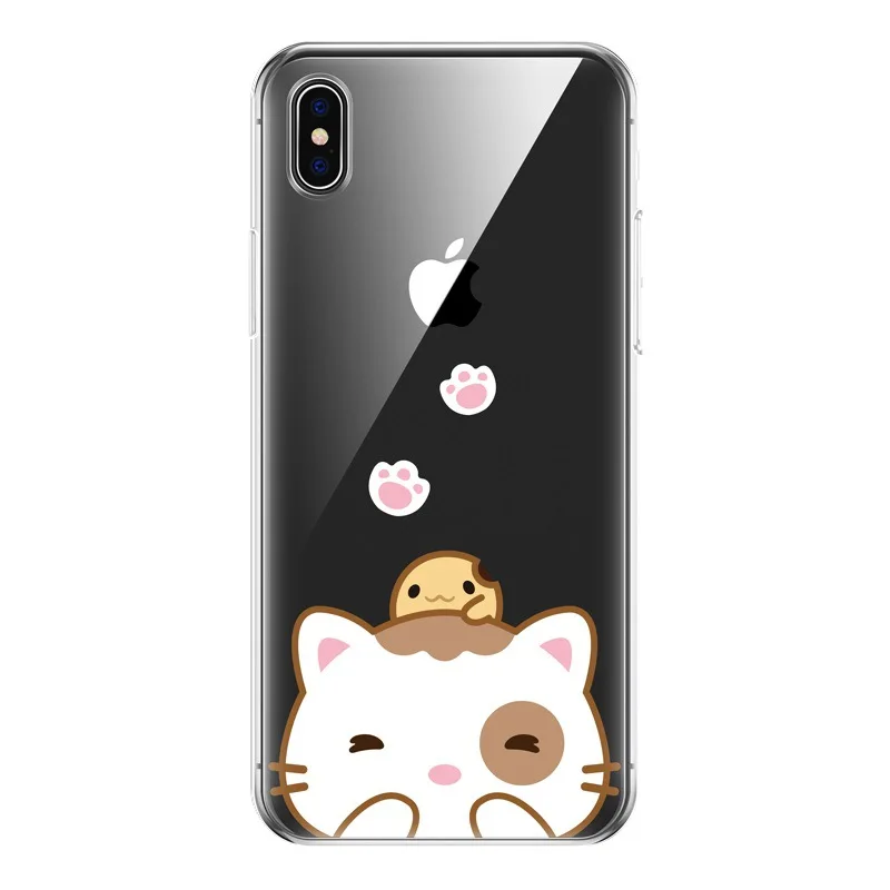 cute transparent cartoon phone case for iphone xr x xs soft tpu silicone clear cover for iphone xs max coque free global shipping