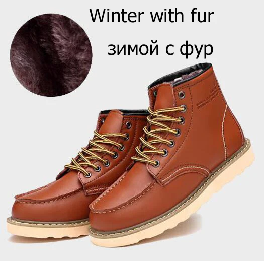 brown Plush lining DJSUNNYMIX/брендовые Модные ботильоны; сезон осень-зима; мужские Ботинки martin в байкерском стиле; мужские оксфорды; Мужская обувь; большие размеры 38-44 - Цвет: brown Plush lining