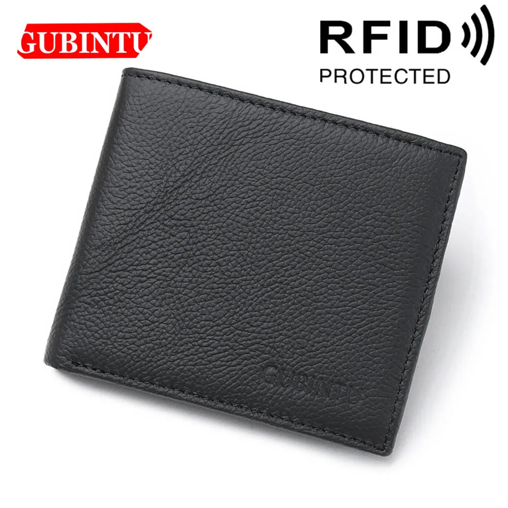 GUBINTU Rfid мужские кошельки из натуральной коровьей кожи тонкая кредитница короткий