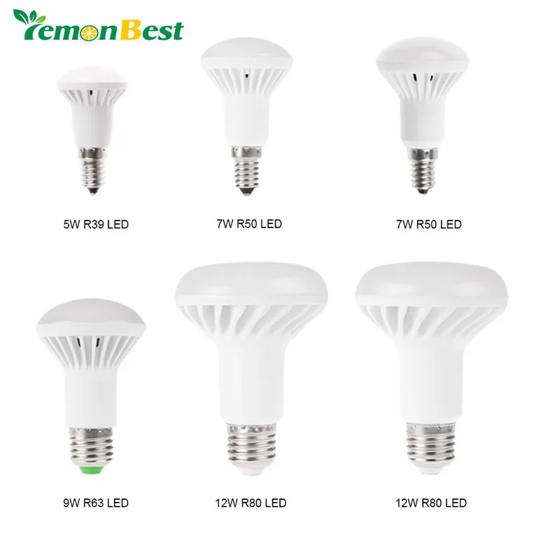 E14 E27 светодиодные лампы R39 R50 R63 R80 свет 5 Вт 7 Вт 9 Вт 12 Вт LED пятна AC85-265V теплый белый светодиодный прожектор