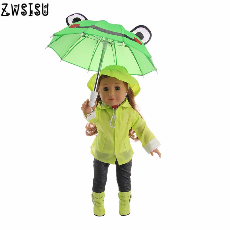 Кукольная одежда Rainset 6 шт. плащ+ футболка с короткими рукавами+ штаны+ Шапки+ туфли+ зонт подходит 18 дюймов американская кукла& 43 см для ухода за ребенком для мам Кукла-младенец аксессуары
