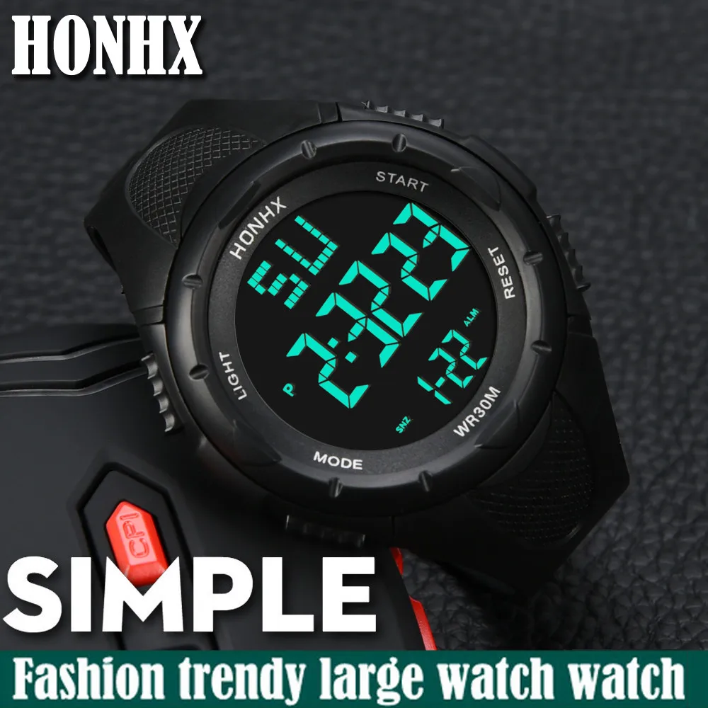 Honhx Mens светодио дный светодиодный цифровой Дата водостойкие спортивные