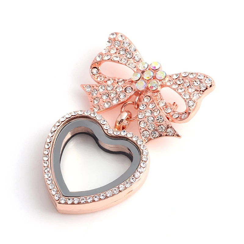 3 шт. стразы цветок бант сердце стеклянные Броши медальоны живой памяти подходят