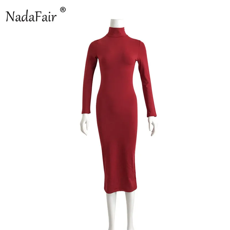 Женское платье карандаш Nadafair красное/черное облегающие платья с длинным рукавом