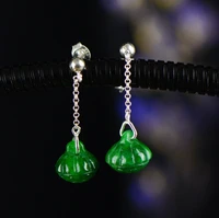 s925 silver jewelry original jiangnan wind lotus small lotus peng jade eardrop retro ear nail gift