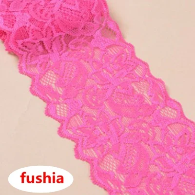 fushia HL 1 ярд 8 см ширина кружева с эластичным свадебное платье трикотажные спандекс DIY Одежда Нижнее белье Швейные аксессуары HB001 - Цвет: fushia