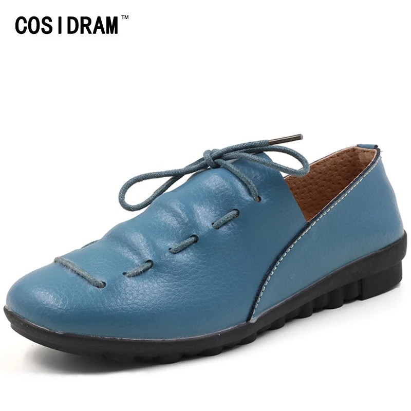 Женские мокасины из натуральной кожи на плоской подошве со шнуровкой|fashion