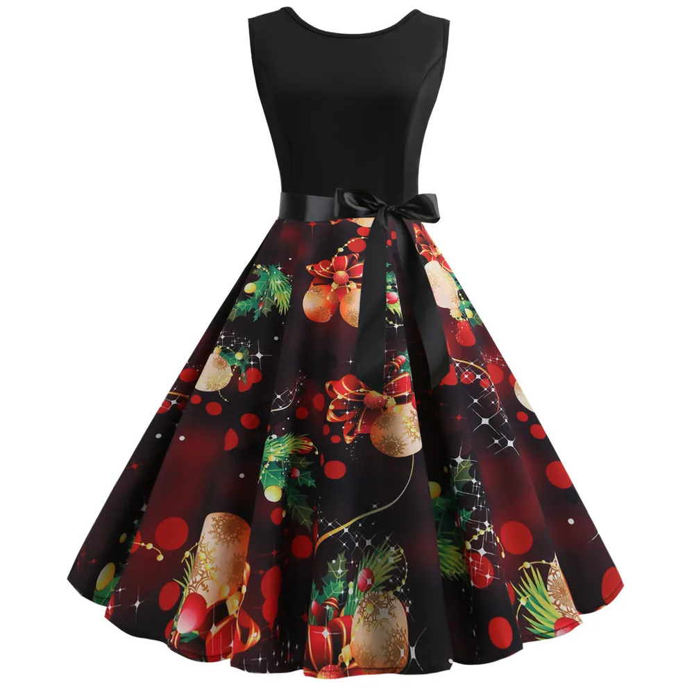 Женское винтажное платье с принтом черепа и тыквы красное в стиле 50 60 х годов для