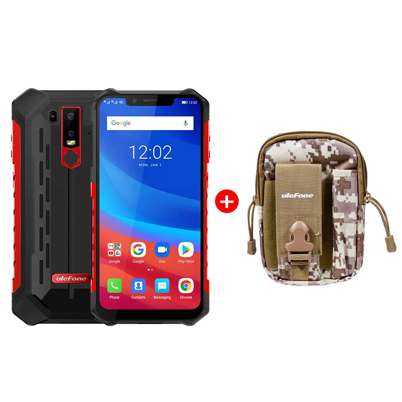 Red Add Bag Ulefone Armor 6E водонепроницаемый IP68 NFC прочный мобильный телефон Helio P70 Otca-core Android 9,0 4 Гб+ 64 Гб беспроводной зарядки смартфон - Цвет: Red Add Bag