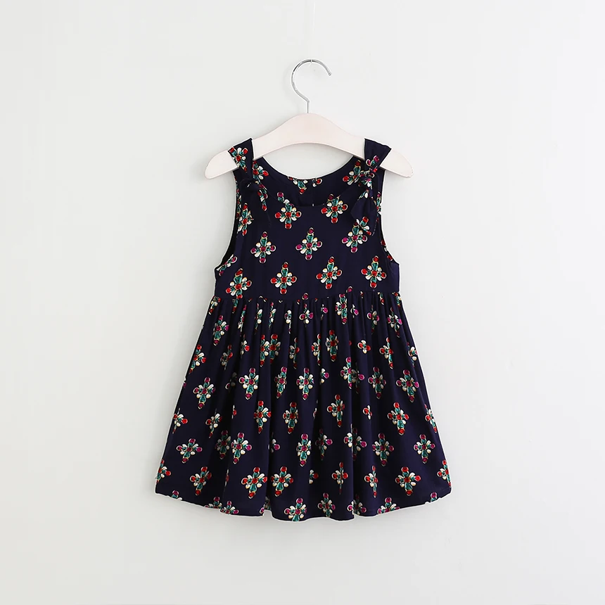 Hurave NEW arrival girls dress kids clothes children sleeveless leaf printed fashion summer clothing 17L1 | Мать и ребенок