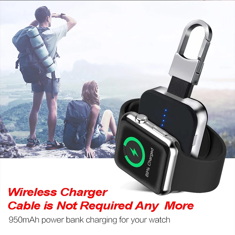 QI Wireless Charger for Apple Watch 1 2 3 Portable Mini Power Bank External Battery Key Chain IWatch 4 | Мобильные телефоны и