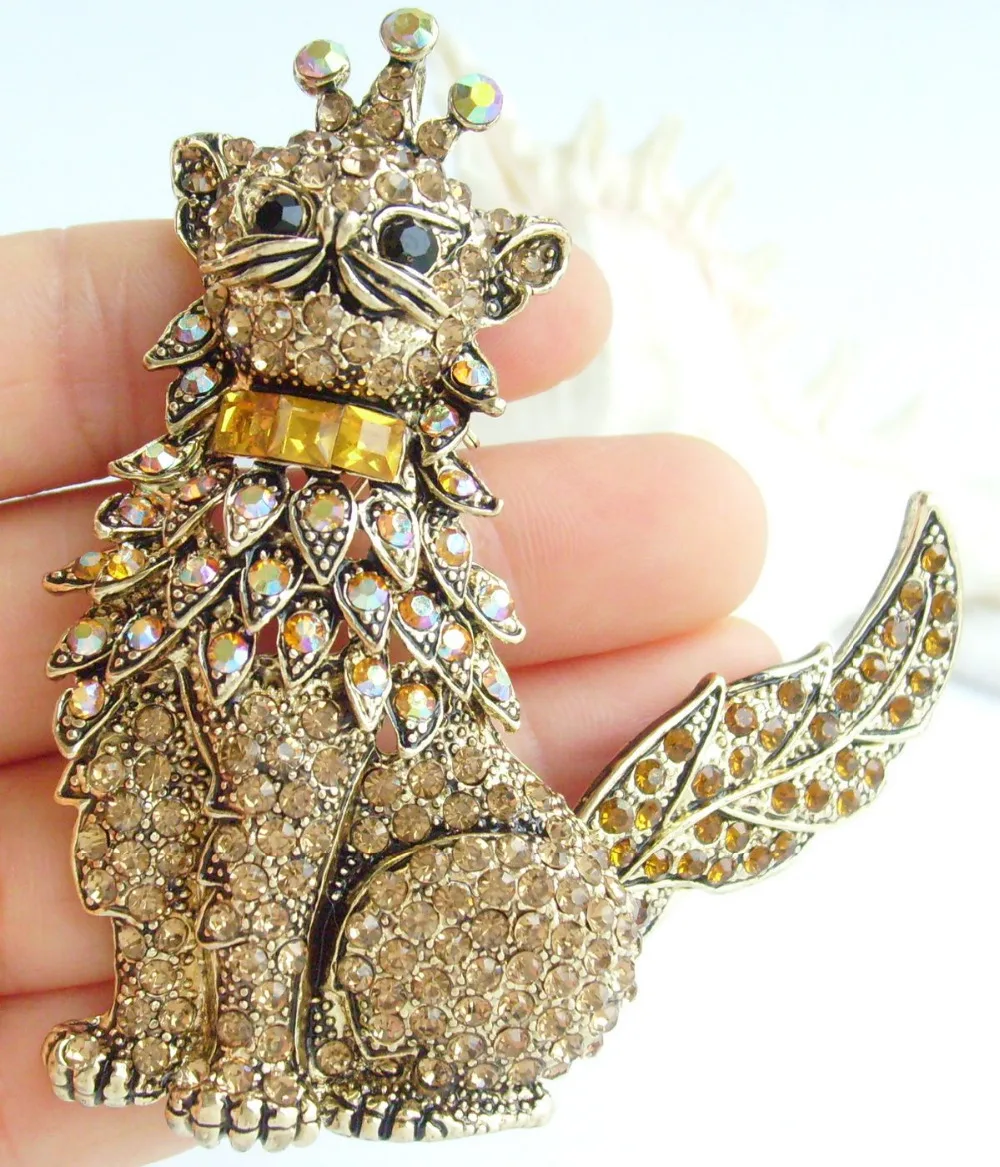 Очаровательная подвеска в виде кошки диаметром 4 92 дюйма с желтым австрийским