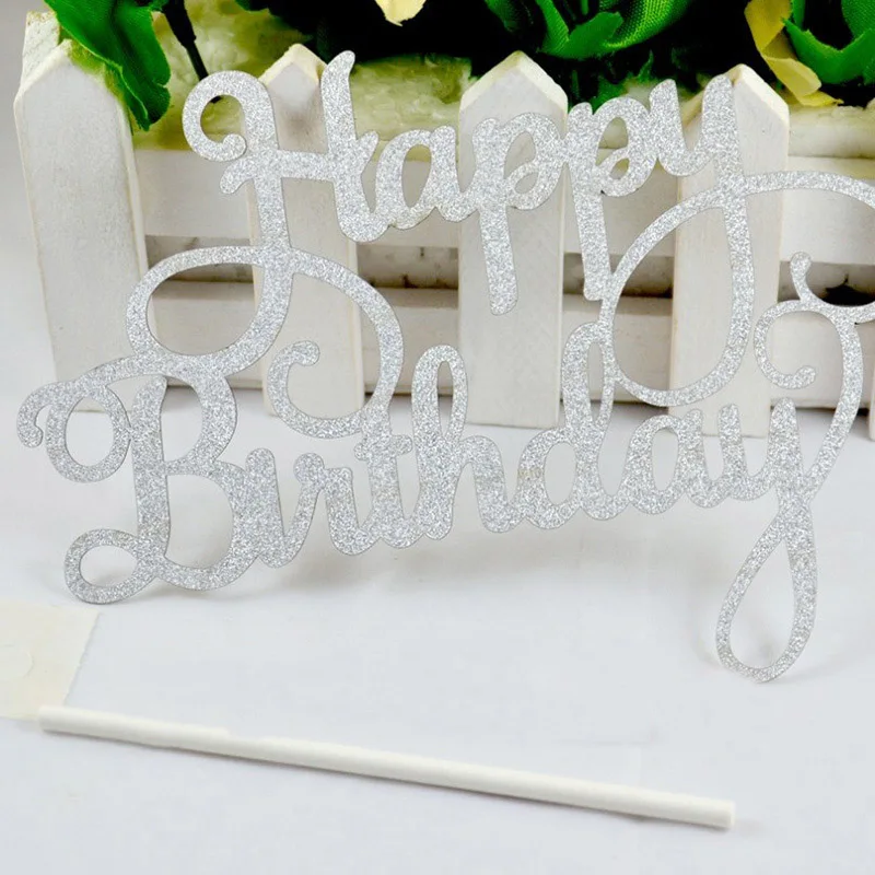 Gold Silver Kids Letter Cake Toppers Happy Birthday Cakes Decor Topper Tools Accessories Decoration Children Birth Day images - 6