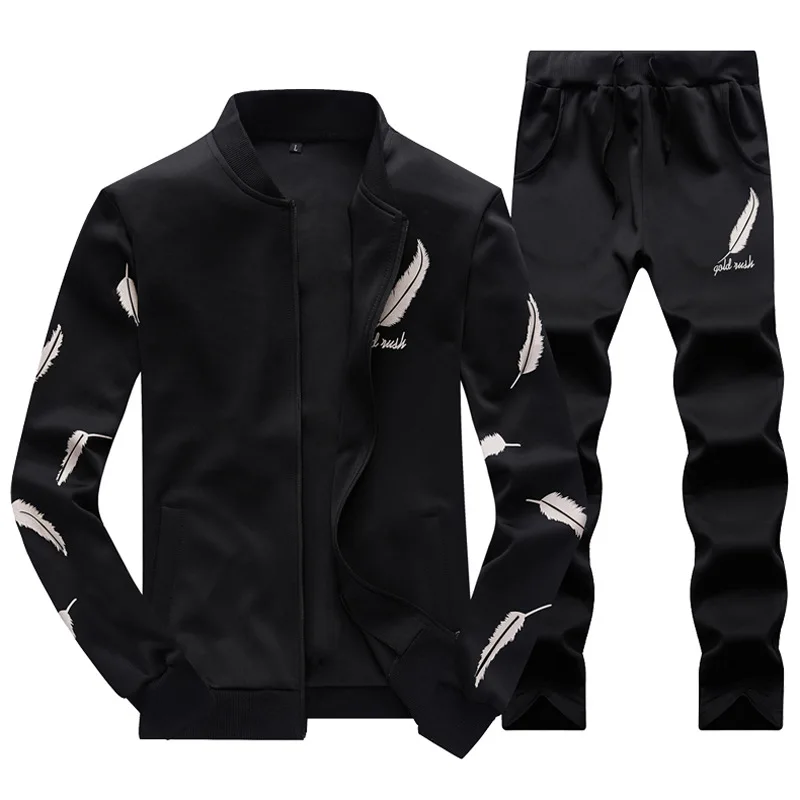 Повседневный Спортивный костюм для мужчин комплект 2018 модные Для сезон осень со