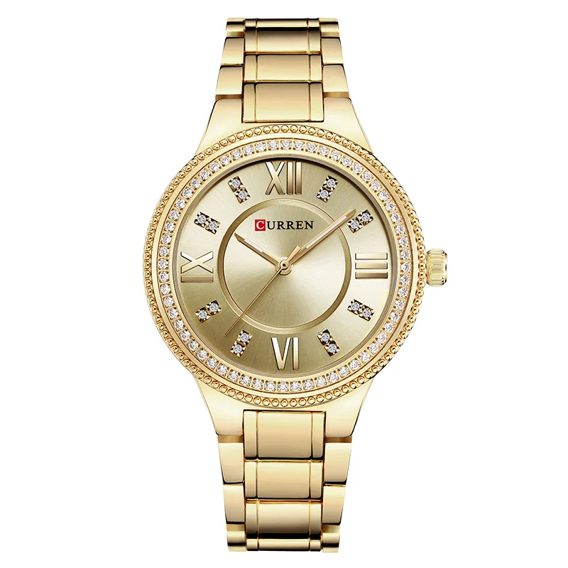 Light Gold Curren Для женщин часы Элитный бренд Модные Повседневное женские часы кварцевые Для женщин Часы Reloj Mujer Relogio feminino Montre Femme - Цвет: Light Gold