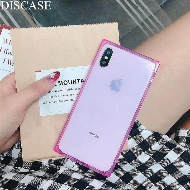 Чехол DIS модный квадратный мягкий чехол для телефона из ТПУ iphone 8 7 6 6s plus X XR XS MAX