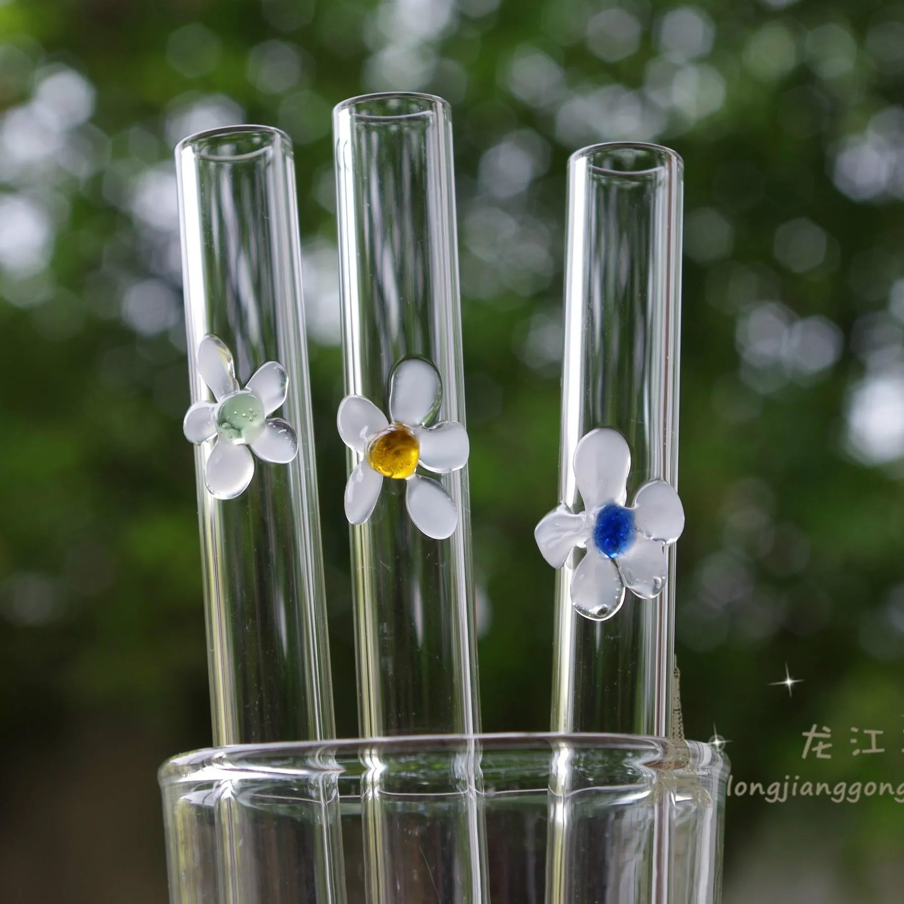 Экологичная ледяная кремовая солома маленькая с цветочной стеклянной пипеткой