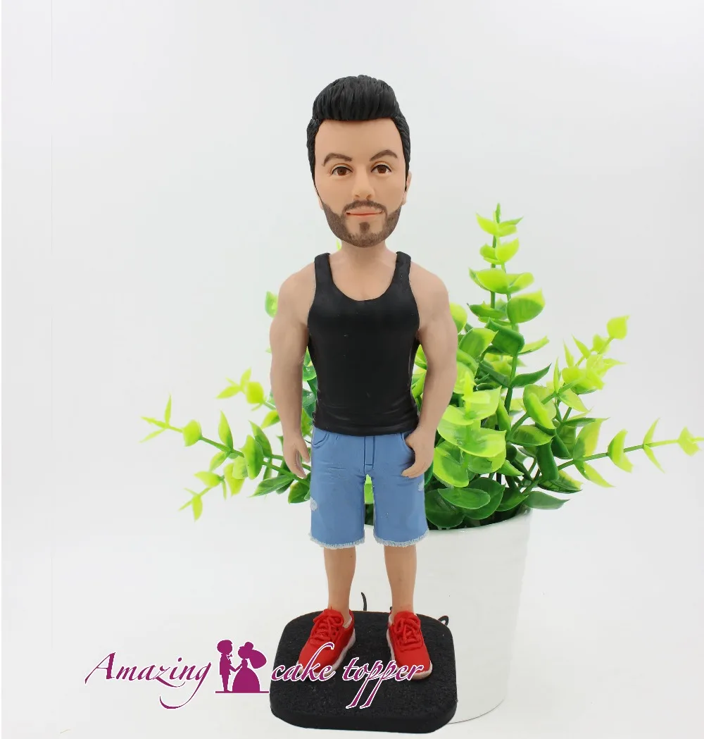 

2019 AMAZING CAKE TOPPER muscle man MRushed wedding cake toppers Toys Custom Polymer Clay Figure From Pictures Christmas gife