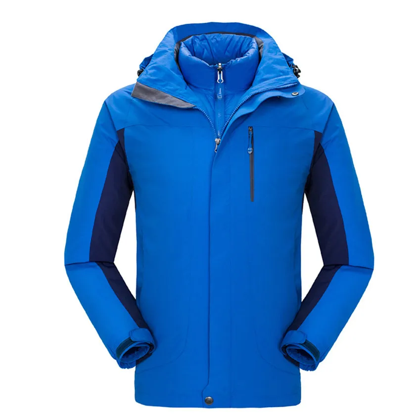 Men Royal Blue Горные мужские и женские 2 шт. Зимние флисовые походные куртки-пуховики для спорта на открытом воздухе теплая ветровка для кемпинга толстые пальто VA517 - Цвет: Men Royal Blue