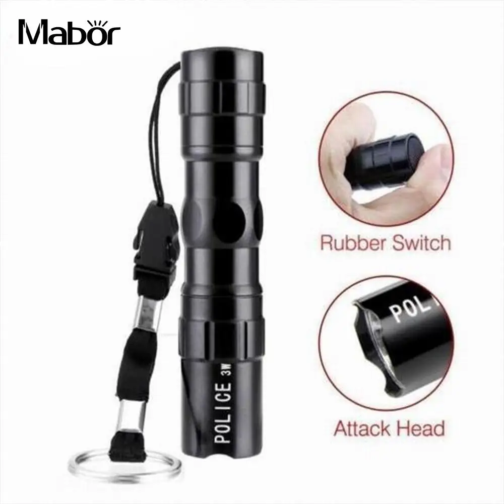 1pcsED Flashlight Waterproof 1000LM 3W T6 Black Hiking Camping Tactical Military Cycling Outdoor Sporting Climbing Emergent Lamp | Лампы и
