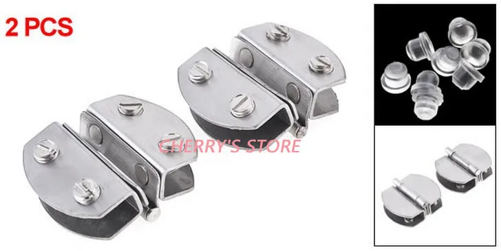 

2 Pcs Silver Tone Stainless Steel Moon Shape 8mm Thick Glass Clamp