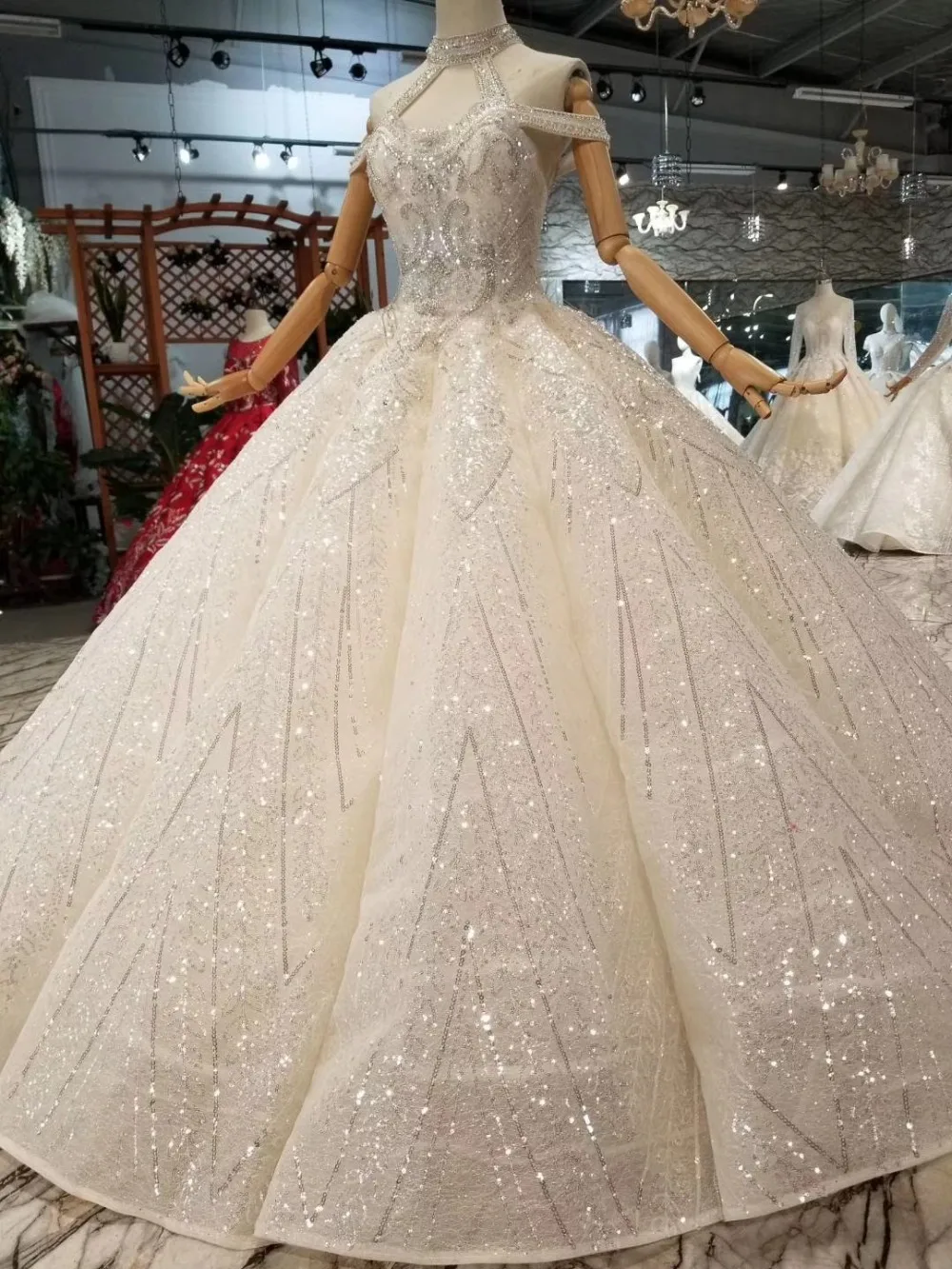 Новинка 2019 года Bling блестками шарик ручной работы свадебные платья Высокое
