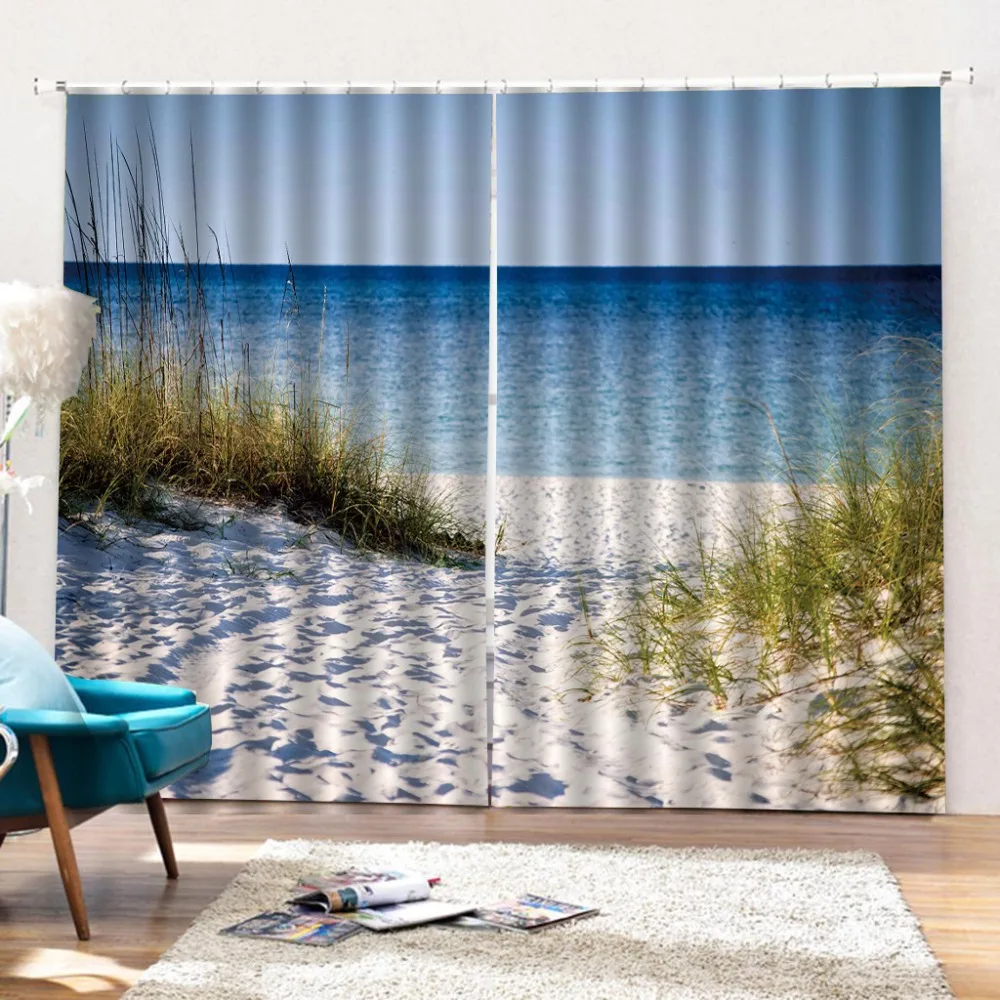 

Modern Curtain Luxury Living Room Bedroom Photo Curtains beach landscape Blackout Drapes