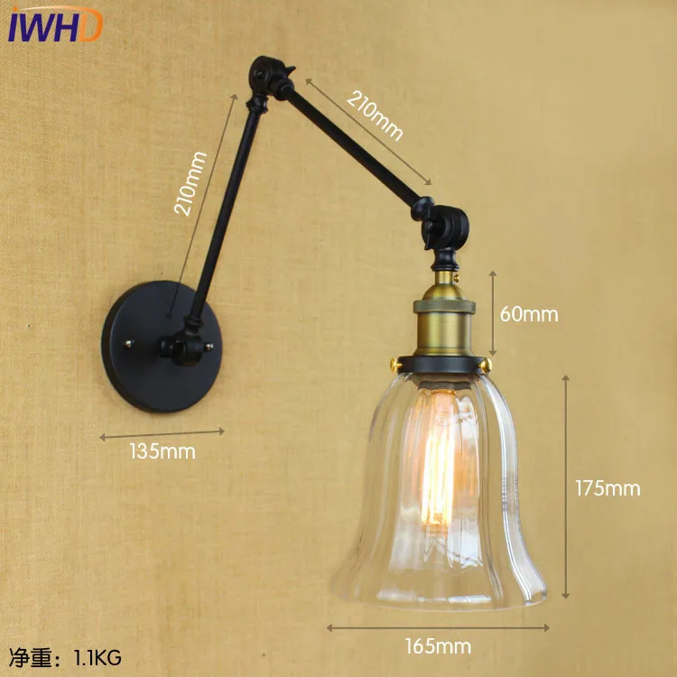 IWHD Лофт ретро промышленный настенный светильник Wandlampen Edison Swing с длинным