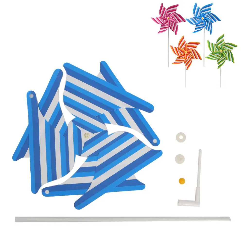 

Striped Windmill Wind Spinner Home Garden Yard Decoration Kids Children Toys