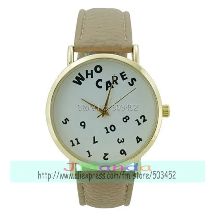 100 шт./лот Who Cares специальный дизайн кожаные часы модные женские повседневные