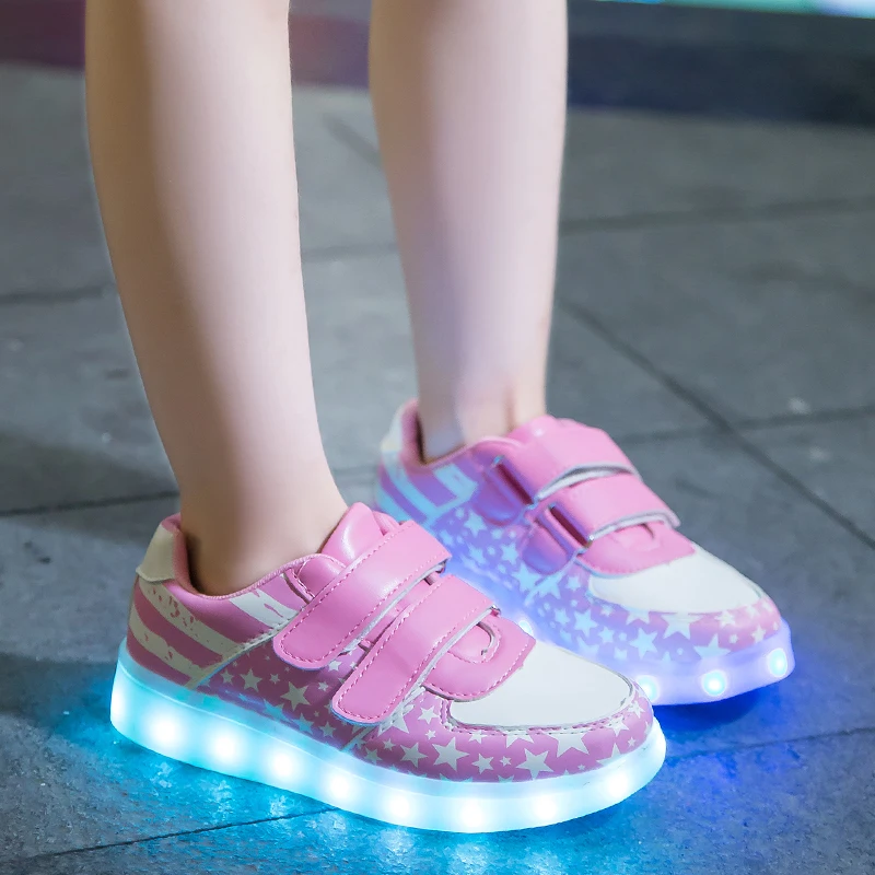 USB Charger children led shoes for Boy&ampGirl glowing sneakers Kids Light Up slippers Casual Luminous Sneakers | Детская одежда и