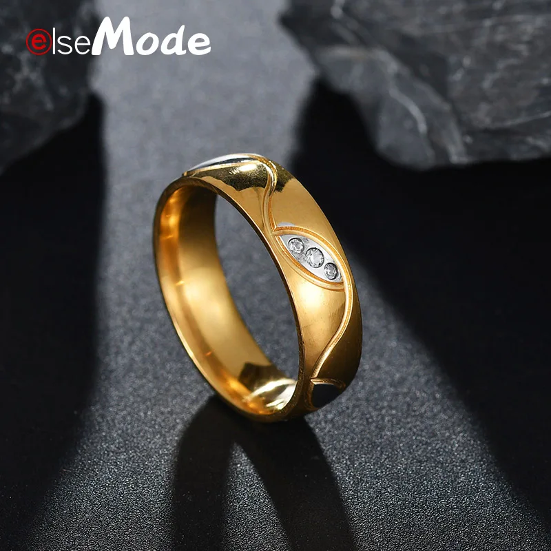 Мужские и женские кольца ELSEMODE обручальные из нержавеющей стали 316L с золотым