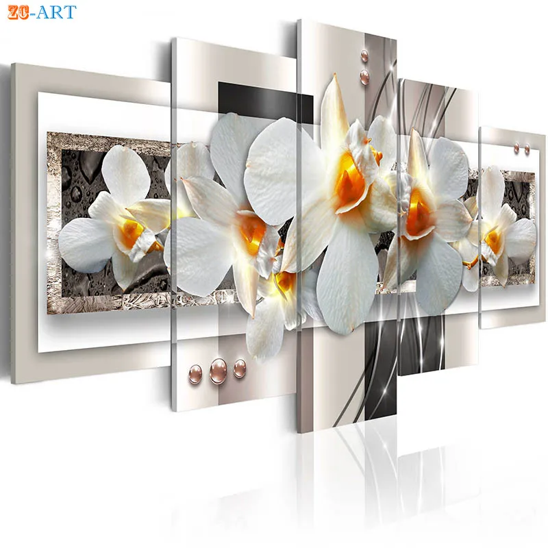 Орхидеи печати плакатов цветок холст живопись на холсте 5 Панель настенные