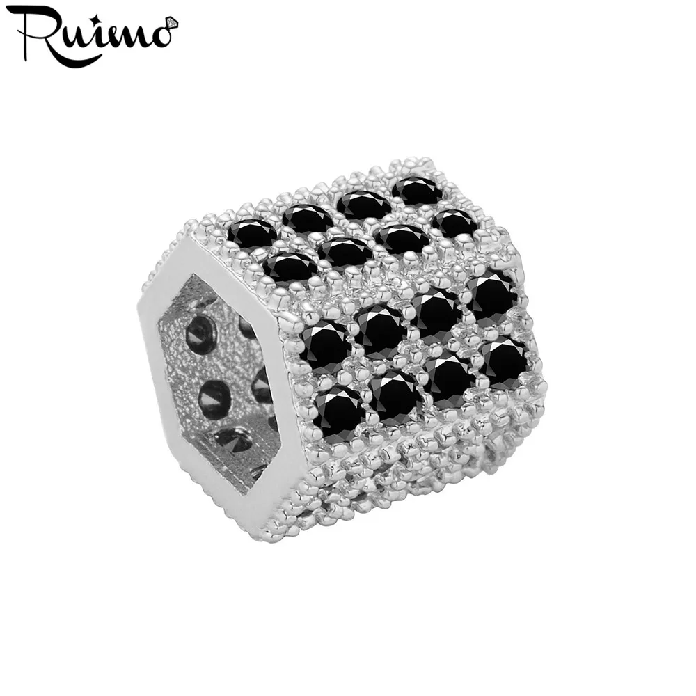 Микро инкрустация RUIMO черные циркониевые шестиугольные призматические шарики