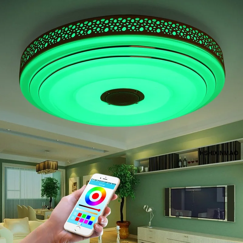 

Новый RGB затемнения 36 Вт светодиодный потолочный светильник с Bluetooth и музыкой 85-265 в современный светодиодный потолочный светильник Бесплат...