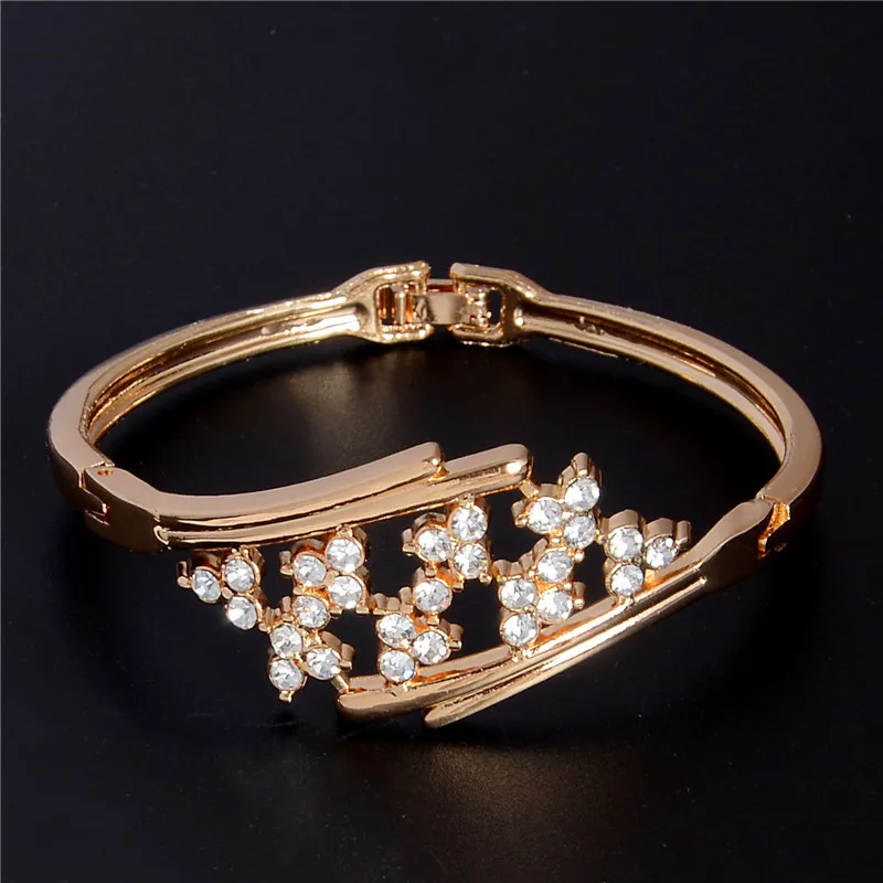 Женский браслет из индийского сплава с цветком и кристаллом фианита|bracelets &