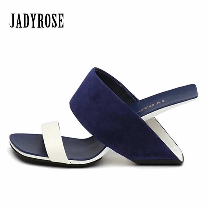 

Jady Rose Fashion New Blue Women Casual Summer Sandals Leather Strange High Heels Shoes Woman Pumps Gladiator Peep Toe Slippers