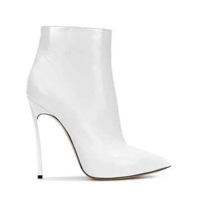 12 CM White Mcacchi/пикантные ботинки; ботинки на высоком каблуке; коллекция года; сезон весна-осень; женские ботильоны 12 см; женские ботинки ручной работы высокого качества - Цвет: 12 CM White