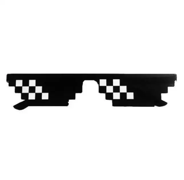 1 Новинка, мозаичные солнцезащитные очки, игрушка для трюка, Thug Life, очки, дело с ним, очки, пиксель, для женщин, мужчин, черная мозаика, солнцезащитные очки, забавная игрушка - Color: 1