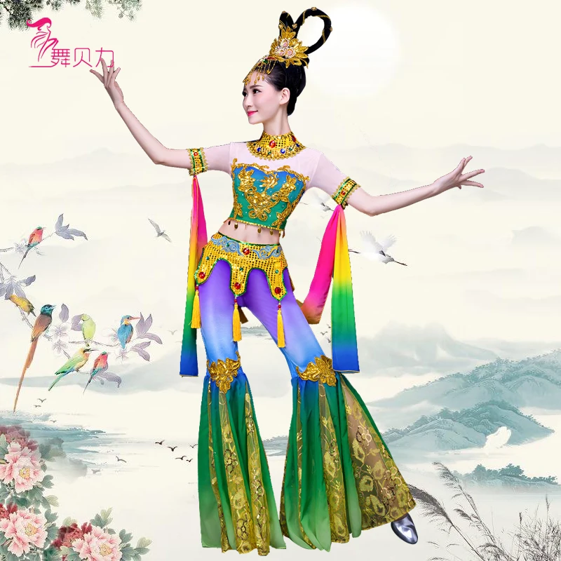 

Dunhuang flying dance Chinese classical moon legend costume woman sequins Thailand folk dance dance party clothes
