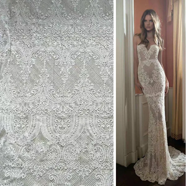 1 ярд цвета слоновой кости белый гипюр Кружевная Ткань Venise кружевная ткань Haute