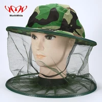 worthwhile camouflage fishing cap insects mosquito bee net resistance mesh hat cover outdoor camping hiking survival kits